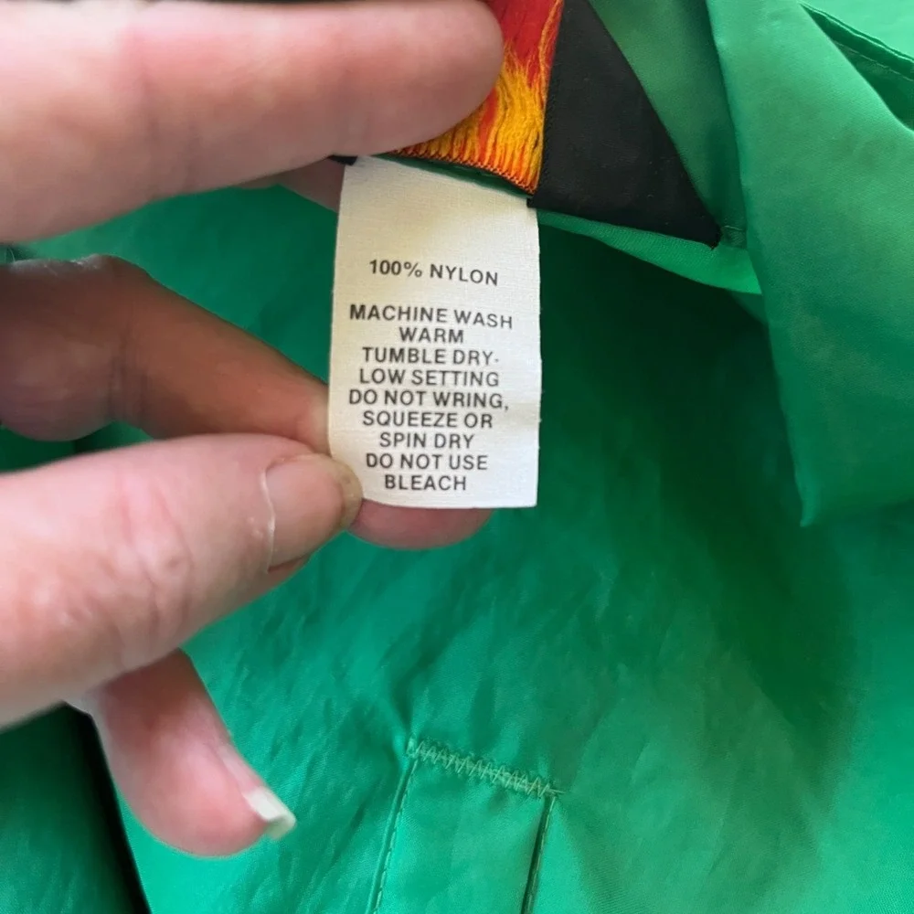 Pla-Jac Windbreaker Jacket Men Size XL Green Snap Front USA Vintage Back Graphic